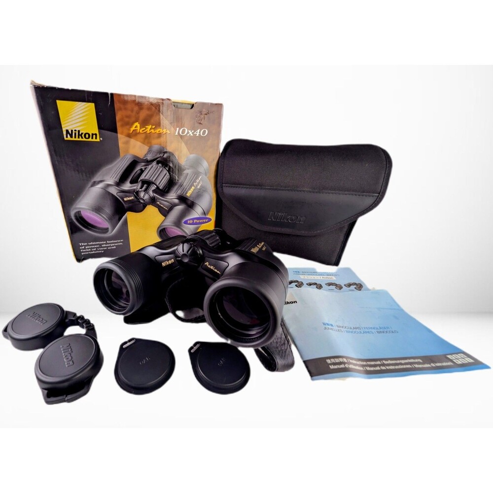 Nikon Action 10x40 Porro Prism Multi-Coated Binoculars Black w/ Case Strap